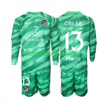 Atlético Madrid Jan Oblak 13 Målmand Børn Udebane Grøn trøje 2023-24 L/S